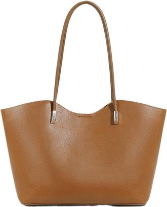 Generic Compatible For Leather Womens Tote Bag Designer Large Capacity Shoulder Women Cowhide Handbag College Students Bags(2932-Brown)