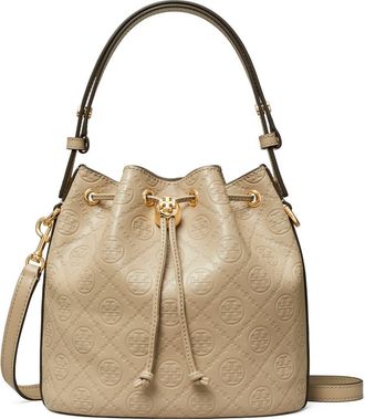 Tory Burch T Monogram Debossed Bucket Bag in Fresh Clay at Nordstrom