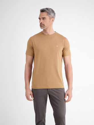 Lerros Rundhalsshirt LERROS, Herren, Gr. S, light coffee, Single Jersey, Obermaterial: 100% Baumwolle, unifarben, regular fit taillenbedeckt, Rundhals, Shirt