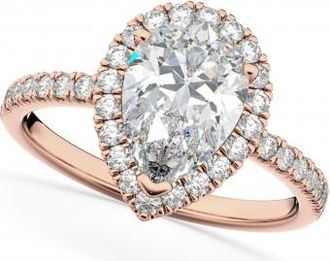 Allurez Pear Cut Halo Lab Grown Diamond Engagement Ring 14K Rose Gold (2.51ct)