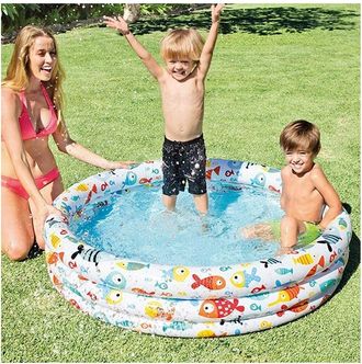 Trade Shop Trade Shop - Piscina Gonfiabile 3 Anelli &Oslash;132xh.28 Cm Con Animali Marini Estate Bambini 59431