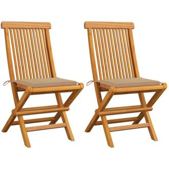 vidaXL Sillas De Jard&iacute;n 2 Unidades Con Cojines Beige Madera De Teca Vidaxl