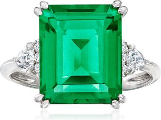Ross-Simons Simulated Emerald and. CZ Ring in Sterling Silver