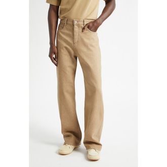 Jacquemus Le de-N&icirc;mes Droit Straight Leg Jeans in Beige at Nordstrom, Size 30