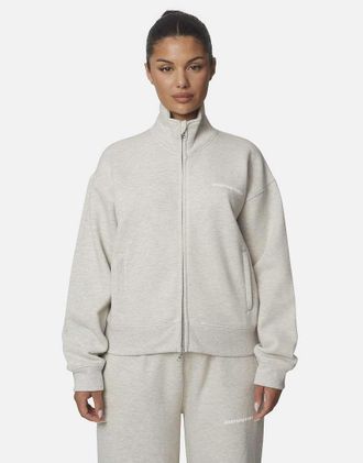 Good For Nothing felpa con zip e collo alto in cotone slavato grigia-Grigio