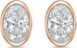 Diana M. Jewels 14Kt Rose Gold 15.00 cts Lab Grown Oval Diamond Bezel Studs