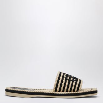 Chlo&eacute; Sand mules in hand-braided recycled rope, black