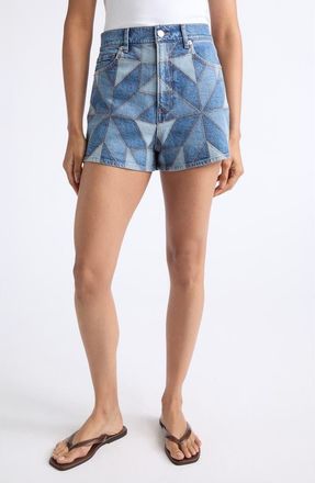 Veronica Beard Elijah Patchwork Denim Shorts in Prism Blue at Nordstrom, Size 30