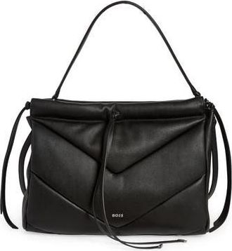 BOSS Katlin Small Quilted Faux Leather Tote in Blk at Nordstrom Rack