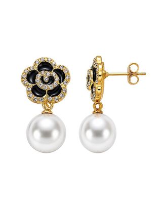 Liv Oliver 18K Plated 12Mm Pearl Cz Earrings