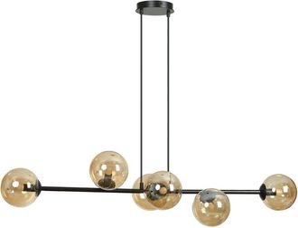 Wonderlamp Lámpara colgante de metal negro con 6 esferas ámbar