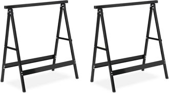 Relaxdays Pack 2 Caballetes Para Mesa Y Trabajos De Bricolaje Plegables, Acero, Negro, 75 Cm De Alto - Relaxdays