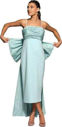 Moskada Blauwe Midi Jurk met Gedrapeerd Detail - Dames - Feestkleedjes - Blauw - XL - Kleedjes