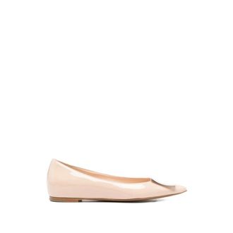 Roberto Festa Milano Ballerinas, female, Beige, Size: 7 1/2 US Square Detail Pointed-Toe Slip-On