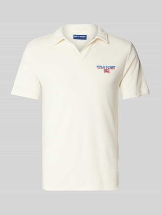 Ralph Lauren Regular Fit Poloshirt mit Label-Stitching in Offwhite, Gr&ouml;&szlig;e L