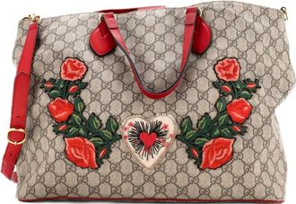 Gucci Convertible Soft medium shopper met geborduurd GG canvas - Bruin