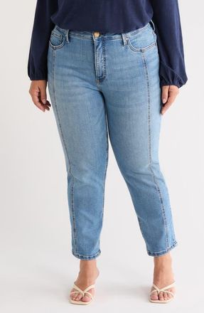 Kut from the Kloth Blair Fab Ab Seamed High Waist Ankle Slim Straight Leg Jeans in Exhibiting at Nordstrom, Size 18W