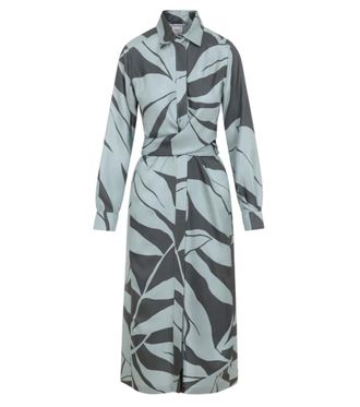 Max Mara Light Green Floral Print Shirt Dress