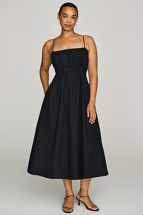 Maeve 100% Cotton Ruched Midi Dress