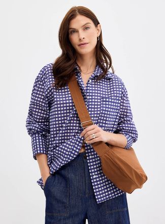 Palme Womens Oversized two-tone checked voile shirt
