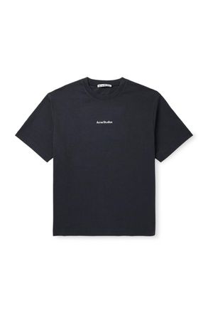 Acne Studios Exford Logo-Flocked Cotton-Jersey T-Shirt