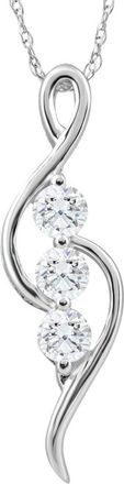 Pompeii3 1/3Ct TW Three Stone Diamond Pendant 10k White Gold Womens Necklace 23mm tall