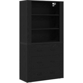 vidaXL Highboard Black oak 80 x 33 x 150 cm Engineered wood Vidaxl