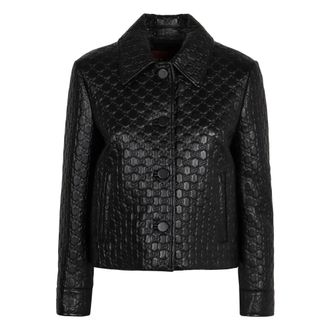 Gucci Embossed GG Leren Jas - Dames - Leren en Su&egrave;de Jassen - Zwart - S - Leer - Jassen
