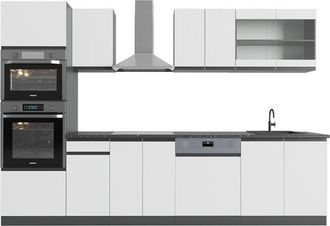 Vicco Cucina componibile R-Line, Bianco/antracite, 300 cm Forma a j, con mobile alto, senza piano di lavoro