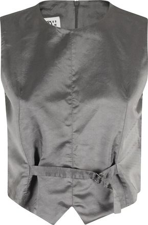 Maison Margiela Grijze Satijnen Mouwloze Rits Top - Dames - Tops zonder mouwen - Grijs - S - Satijn - Tops