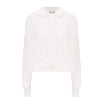 Twinset Polo con calados de coraz&oacute;n - Knitwear - Mujer - Blanco - L
