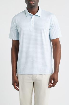 Swannies Smith Stripe Performance Golf Polo in Sky-White at Nordstrom, Size Xx-Large