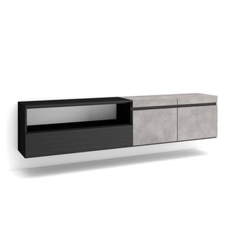 Skraut Home Skraut Home - Mueble Tv, Televisi&oacute;n, Muebles De Sal&oacute;n, Almacenaje, 200x45x35cm, Para Tv Hasta 80, Colgado, Suspendido, Estilo Moderno, Gris Cemento
