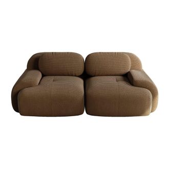 Urban Meuble Sof&aacute; loveseat modular de 2 plazas de terciopelo marr&oacute;n