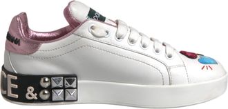 Dolce & Gabbana White Sequined Crystal Low Top Sneakers Womens Shoes (Pre-Owned)