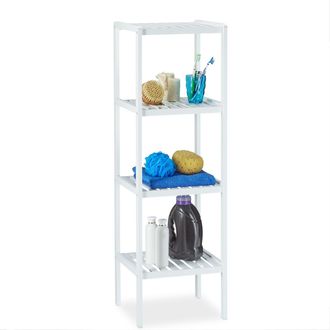 Relaxdays Relaxdays - 2 Estanter&iacute;as De Bamb&uacute; Para Ba&ntilde;o, 4 Estantes, Madera, De Pie, Bamb&uacute;, Para Cocina, 110 X 34,5 X 33 Cm, Blanco
