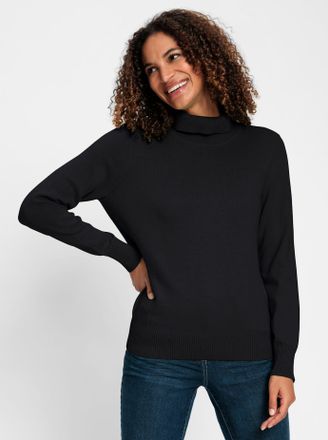Casual Looks Rollkragenpullover CASUAL LOOKS Pullover, Damen, Gr. 36, schwarz, 100% Baumwolle, Pullover Rollkragenpullover