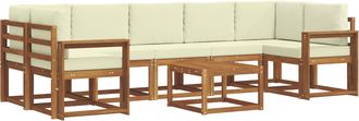 vidaXL Conjunto De Sof&aacute;s De Exterior 8 Uds. Natural Y Crema Vidaxl