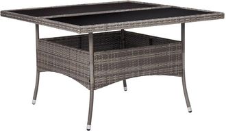 vidaXL Vidaxl - Outdoor Dining Table Grey Poly Rattan and Glass