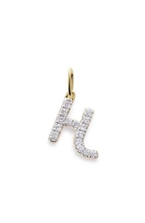 Monica Vinader Lab Grown Diamond Initial Pendant Charm in 14K Gold H at Nordstrom