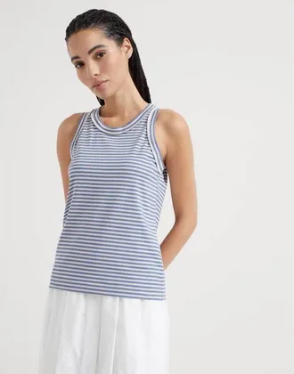Brunello Cucinelli Blue Striped Cotton Shirt, Size XXS