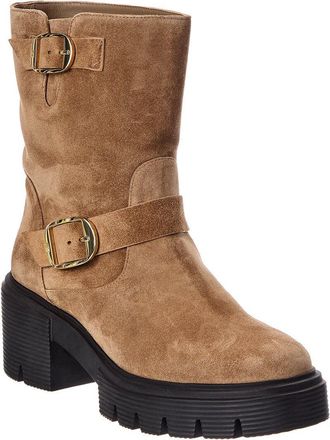 Stuart Weitzman Soho Moto Suede Bootie