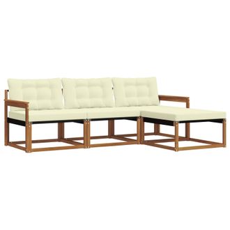 vidaXL Conjunto De Sof&aacute;s De Exterior Con Coj&iacute;n 4 Pcs Natural Y Crema Vidaxl