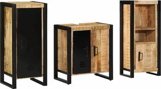 vidaXL Juego De Muebles De Ba&ntilde;o 3 Uds. Marr&oacute;n Y Negro 40 X 35 X 90 Cm Vidaxl
