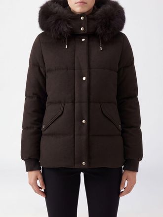 Moorer Attica Short Quilted Down Jacket with Hood and Fur Collar