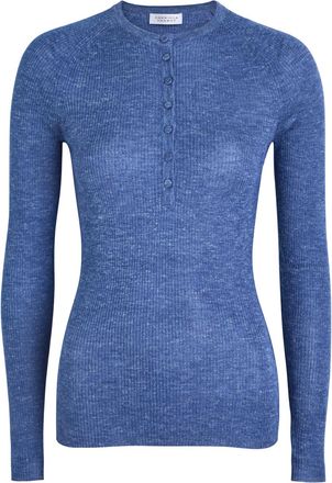 Gabriela Hearst Anges Henley Mélange Knit top - Blue - XS (UK6 / XS)
