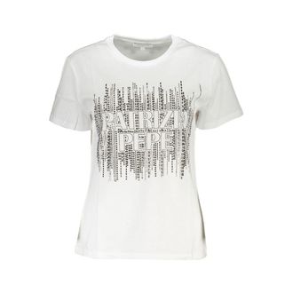 Patrizia Pepe Patrizia Pepe Womens Embellished Logo Tee Short Sleeve - White Cotton - Size X-Small
