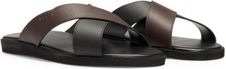 BOSS Faux-leather slides with two-tone straps