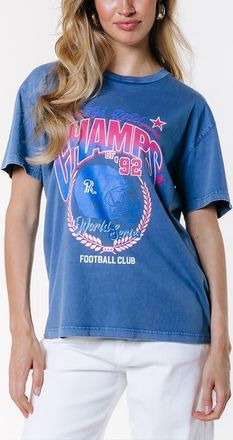 Colourful rebel Champs 92 Washed Loosefit Tee in Blue at Nordstrom, Size Medium Eu