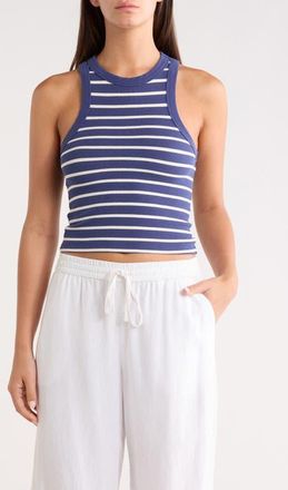 Marine Layer Lexi Stripe Rib Tank in Bay Blue And White Stripe at Nordstrom, Size X-Small